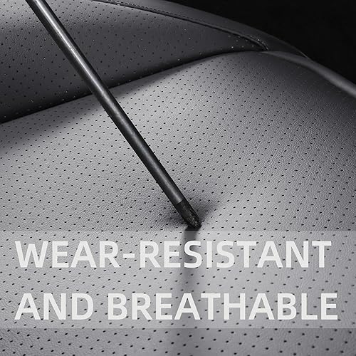 Miniatura 5 de CAPITAUTO Juego completo de fundas de asiento de automóvil, fundas de asiento de piel sintética para automóviles SUV, súper transpirables, borde de