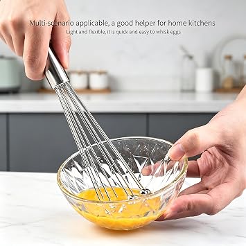 2 Pack Stainless Steel Ball Whisk Set 304 – 10 & 12 Inch Wire Egg Whisk Manual Egg Beaters Mixer for Fast Whipping Cream Sauces Blending Stirring
