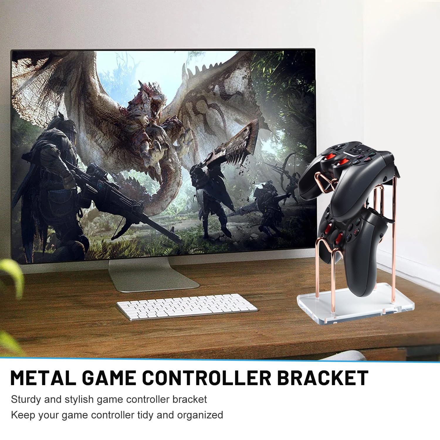 Soporte para Mando de 2 Niveles, Universal Soporte Mandos de Gamepad Metálico Soporte de Escritorio para Mando para Switch PS 5 PS 4 Gaming Accesorios, 1 Piezas