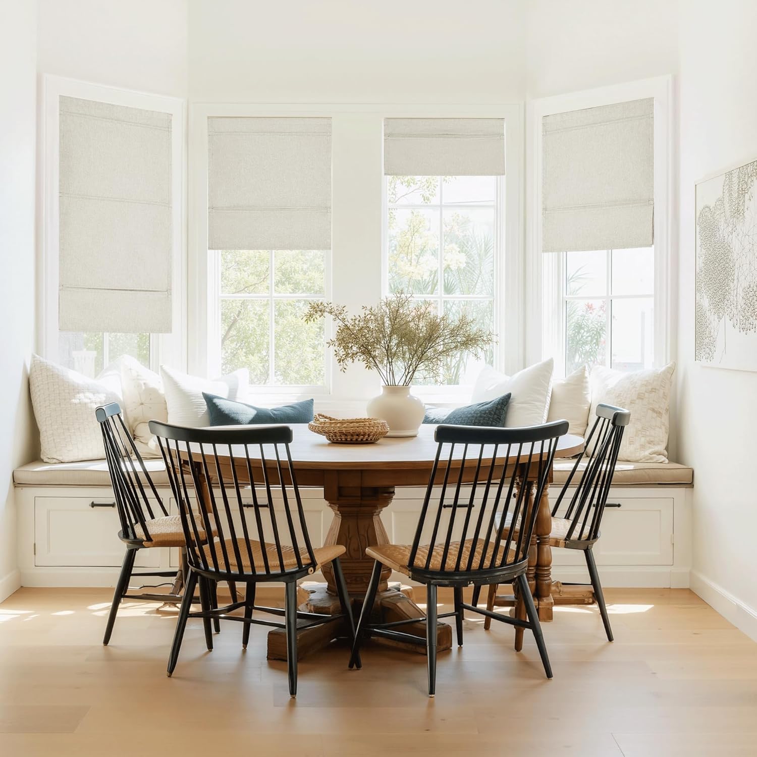 RYB HOME 100% Blackout Roman Shades for Windows, Length Adjustable Magnetic Shades No Drill Easy to Install, Linen Fabric Cordless Roll up Roman Blinds for French Door/Window, Beige, W30xH64, 1 Panel