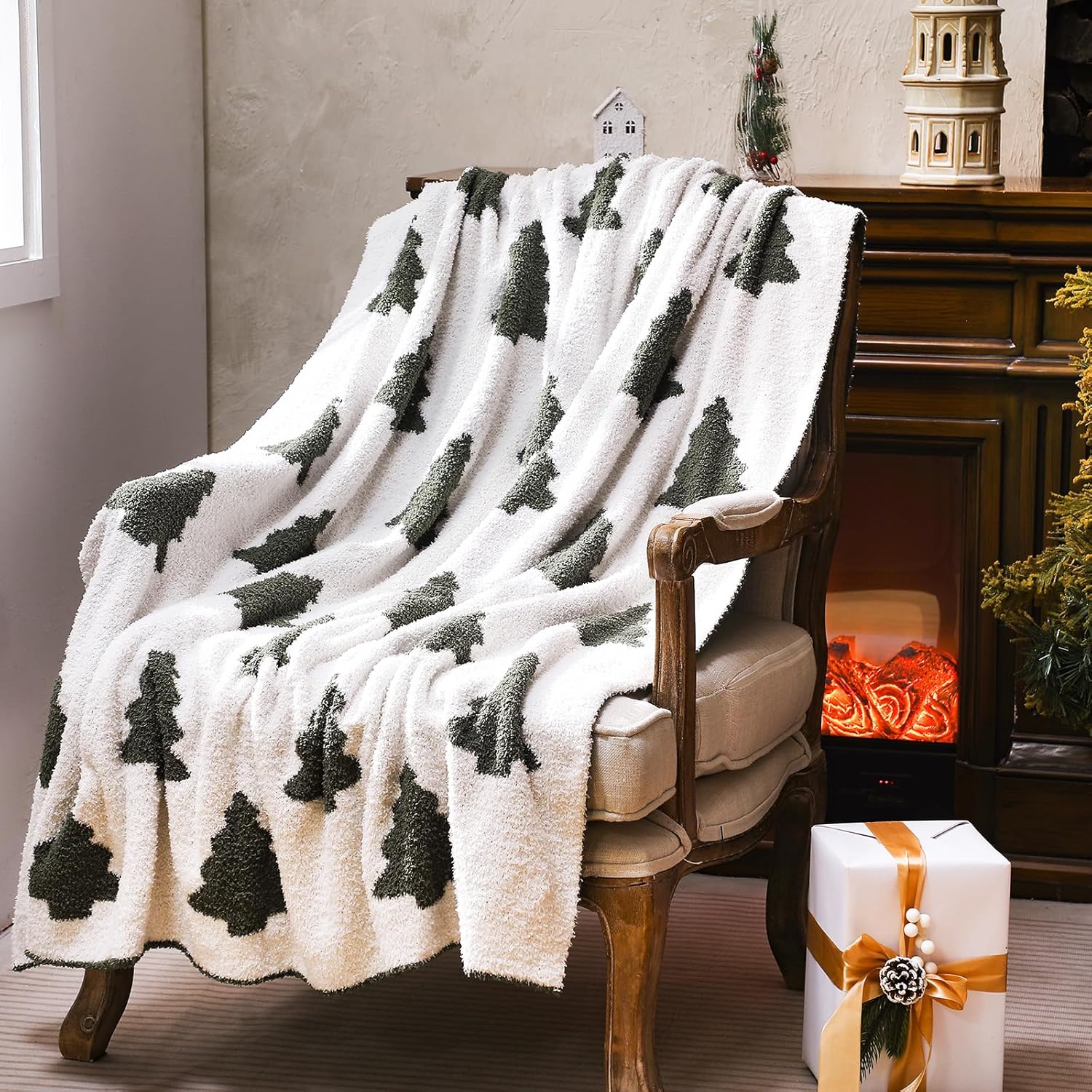 50 x 60 Inch Christmas Tree Throw Blanket Microfiber Xmas Tree Blanket Cute Soft Cozy Fluffy Christmas Supplies for Living Room Sofa Bed