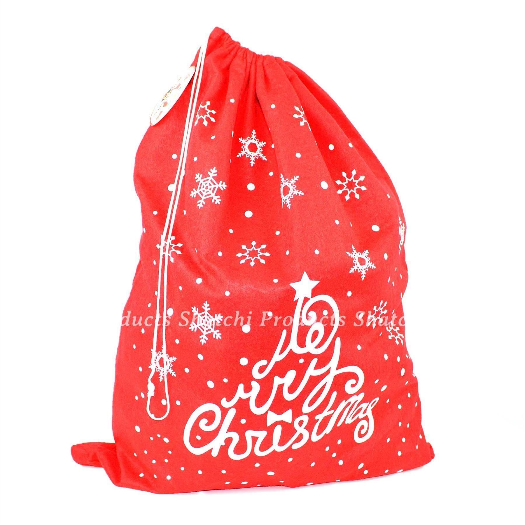 Shatchi Snowflake 5Pcs - 48 X 60Cm Large Christmas Santa Sack Snowman Merry Christmas Printed Stocking Xmas Gifts Bags For Kids, Jumbo Father Christmas Santa Clause Costume Accessories
