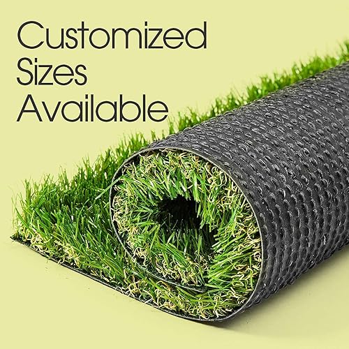 AYOHA Artificial Turf 10' x 62' Realistic Synthetic Grass, 1.38" Pile Height, Fake Lawn, Landscape for Pets Area, Play Ground, Pool Area, Backyard, Patio, Balcony, Drainage Holes, Custom Size