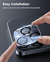 Vista 4 de [Paquete de 3] Protector de lente de cámara para iPhone 13 Pro Max de 6.7 pulgadas y iPhone 13 Pro de 6.1 pulgadas, vidrio templado 9H, arañazos