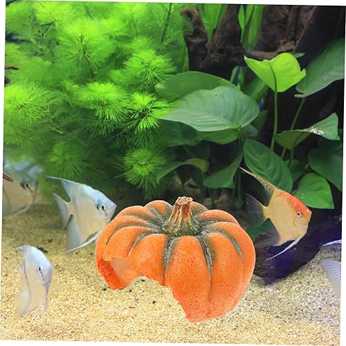 Miniatura 9 de PRETYZOOM Pescado Hideaway House Halloween Acuario Decoración Resina Calabaza Forma de Cueva Peces Tanque de Peces Seguro Escondido Agujero Cosecha