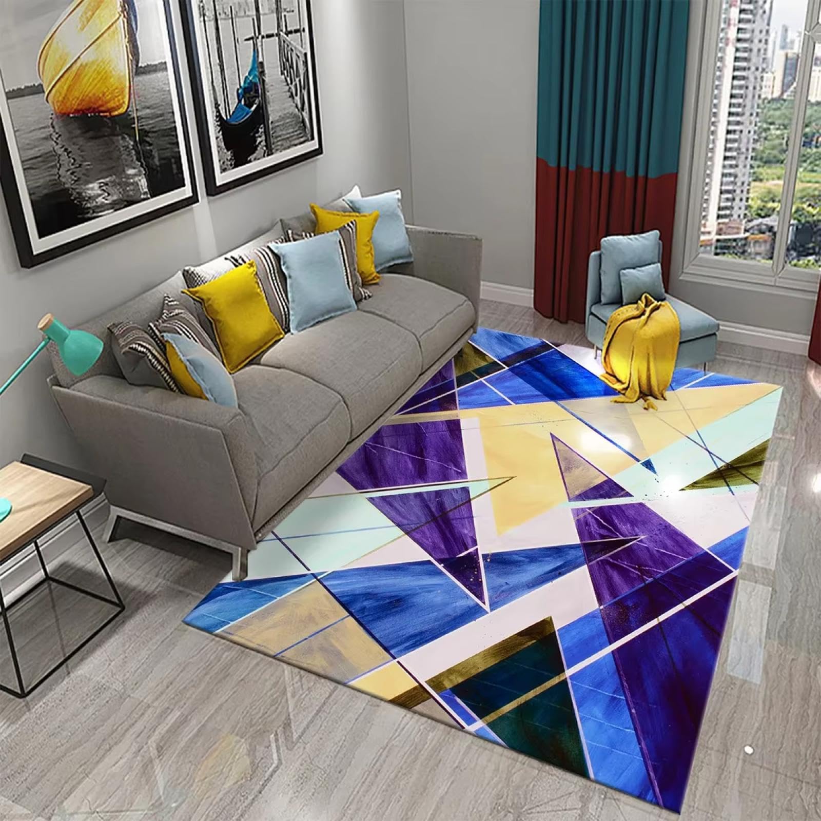 Tapis antidérapant lavable style nordique marbre pour sécuriser la chambre