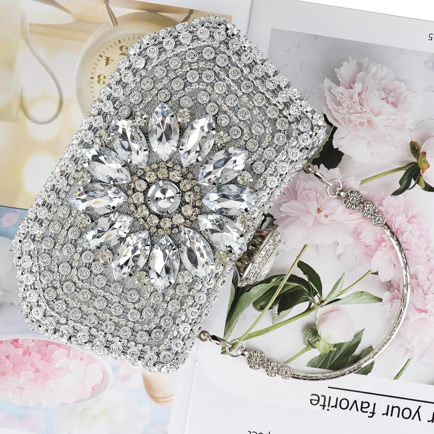 Womens Sparkly Rhinestone Crystal Clutch Glitter Sequin Evening Bag Purse Handbag for Bridal Wedding Party Prom - Image 2