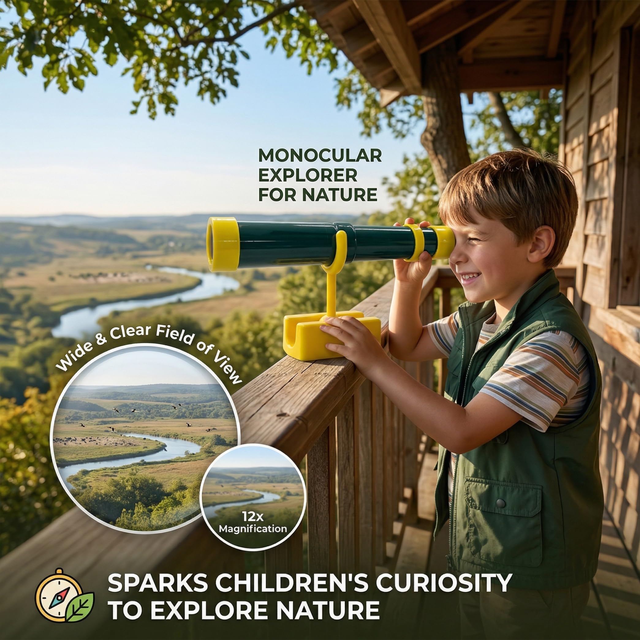 Télescope pour Enfants télescope monoculaire Pliable Vert rétractable équipement de Jeu extérieur pour Enfants pour l'apprentissage précoce et Les Aventures en Plein air