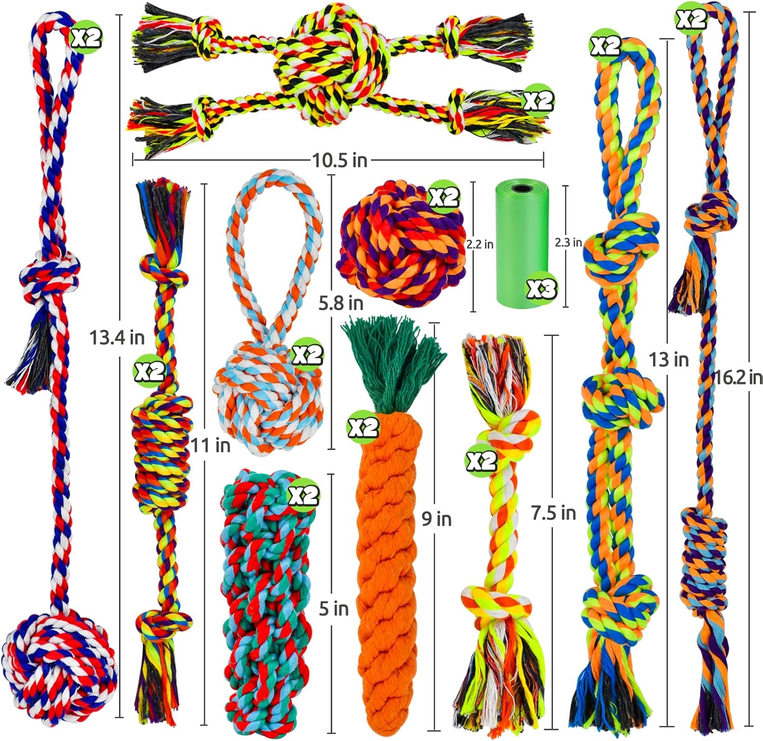 Pet Supplies : 23 Pack Dog Chew Toys for Puppies Durable Dog Toys for Aggressive Chewers Small Dog Pet Toys Bulk Puppy Teething Chew Toys Cotton Rope Interactive Dog Toys Set Birthday Christmas Luxury Gift Box : 