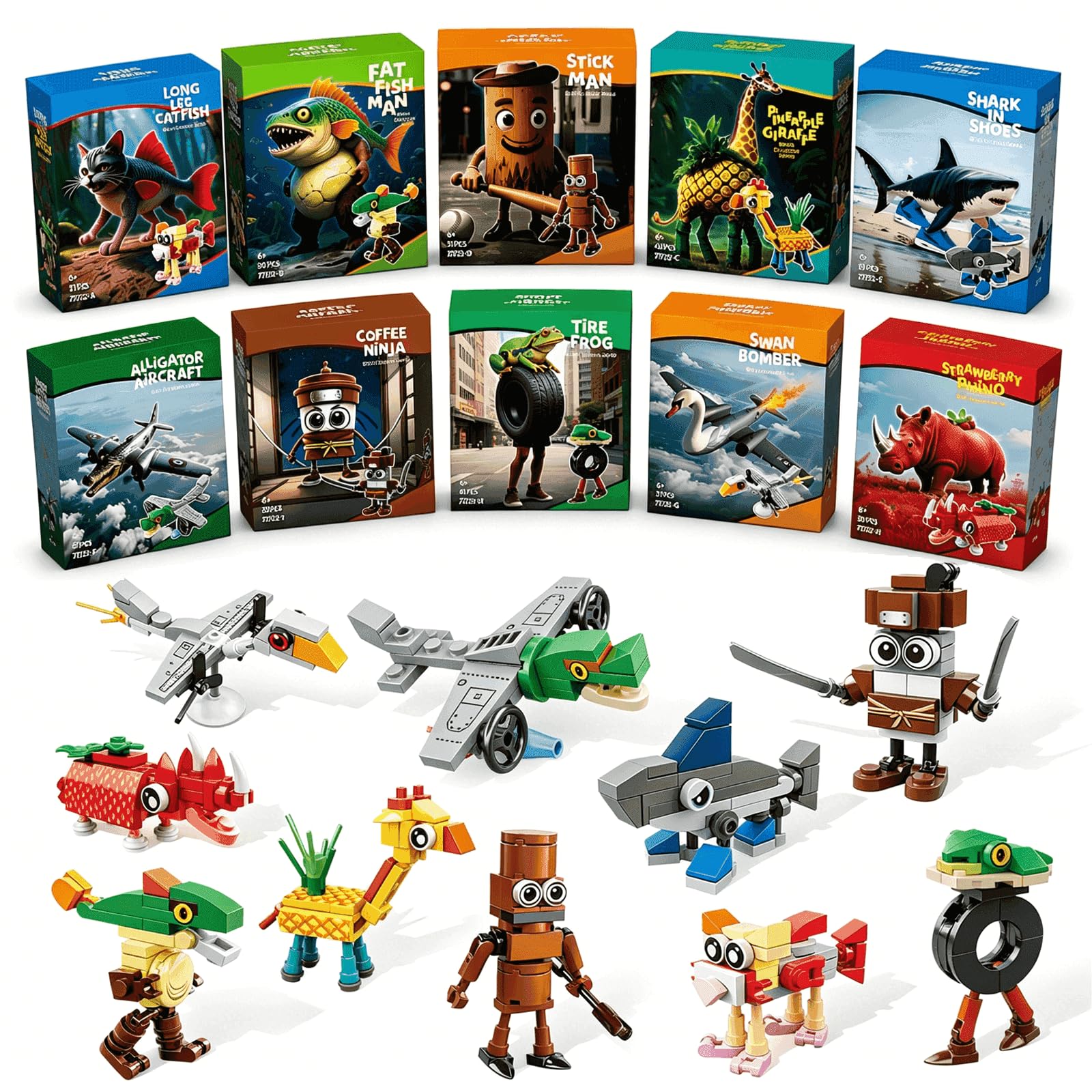 QiqoPoyee Italian Brainrot Party Favours for Kids, 10 Packs Animal Building Blocks, Party Fillers for Kids Play Action Figures Classroom Prizes Gifts for Ages 6+ Boys Girls Student