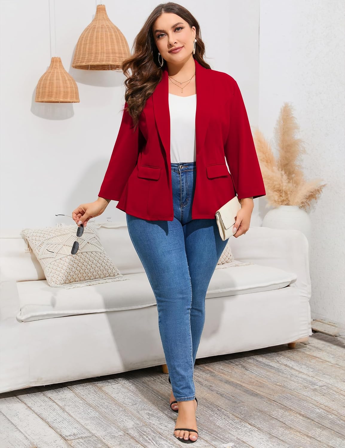 ShopWonder Women's Plus Size Casual Blazers Open Front Work Office Jackets Blazer with Pockets - Image 5