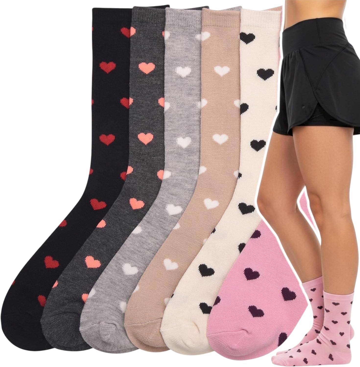ToBeInStyle Women's Pack of 6 or 12 Fashion Printed Crew Socks
