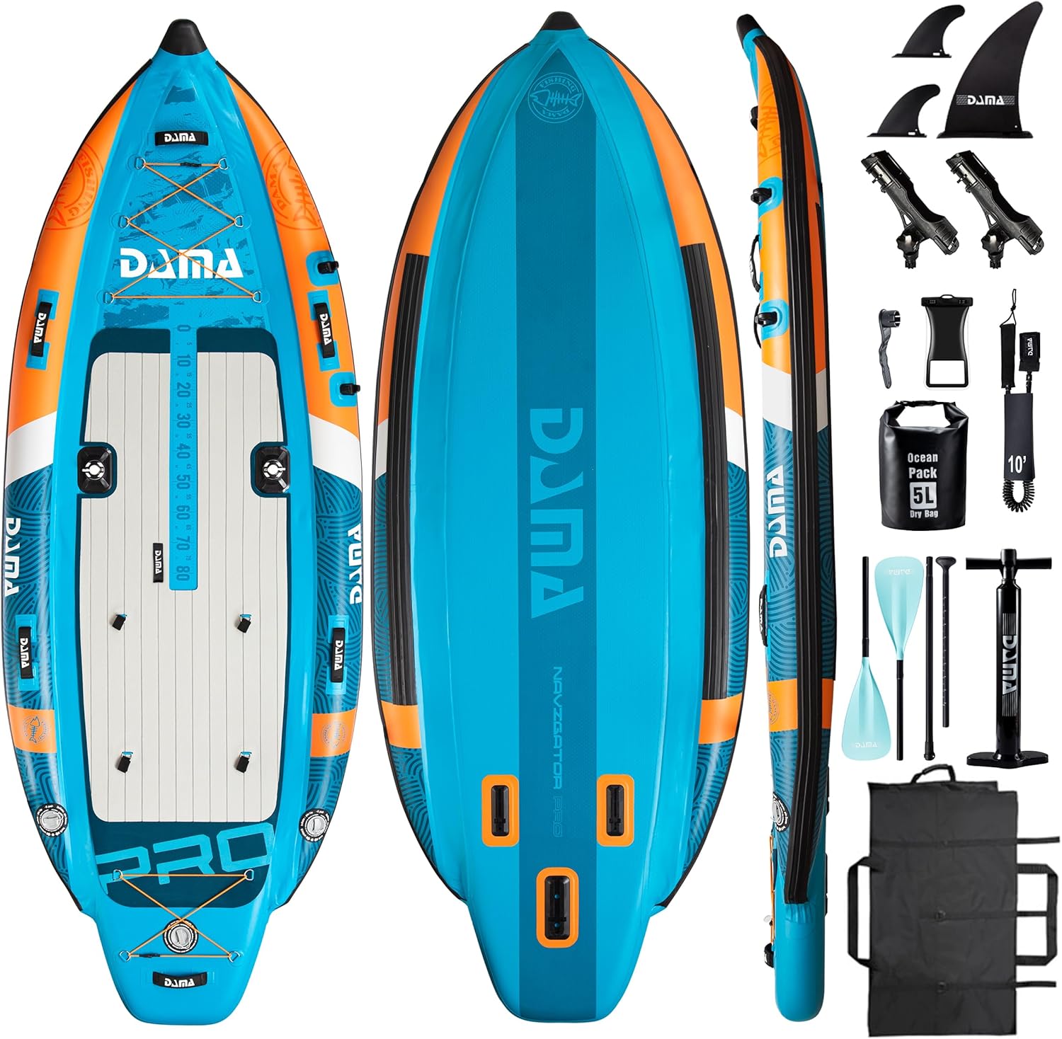 DAMA Triple Chamber SUP Inflatable Stand Up Paddle Board 10'8"*47", Extra Wide Paddle Boards for Adults, Fishing Paddle Board with 3 Removable Fins, 2 Fishing Rod Holders, Kayak Paddle,Portable Bag