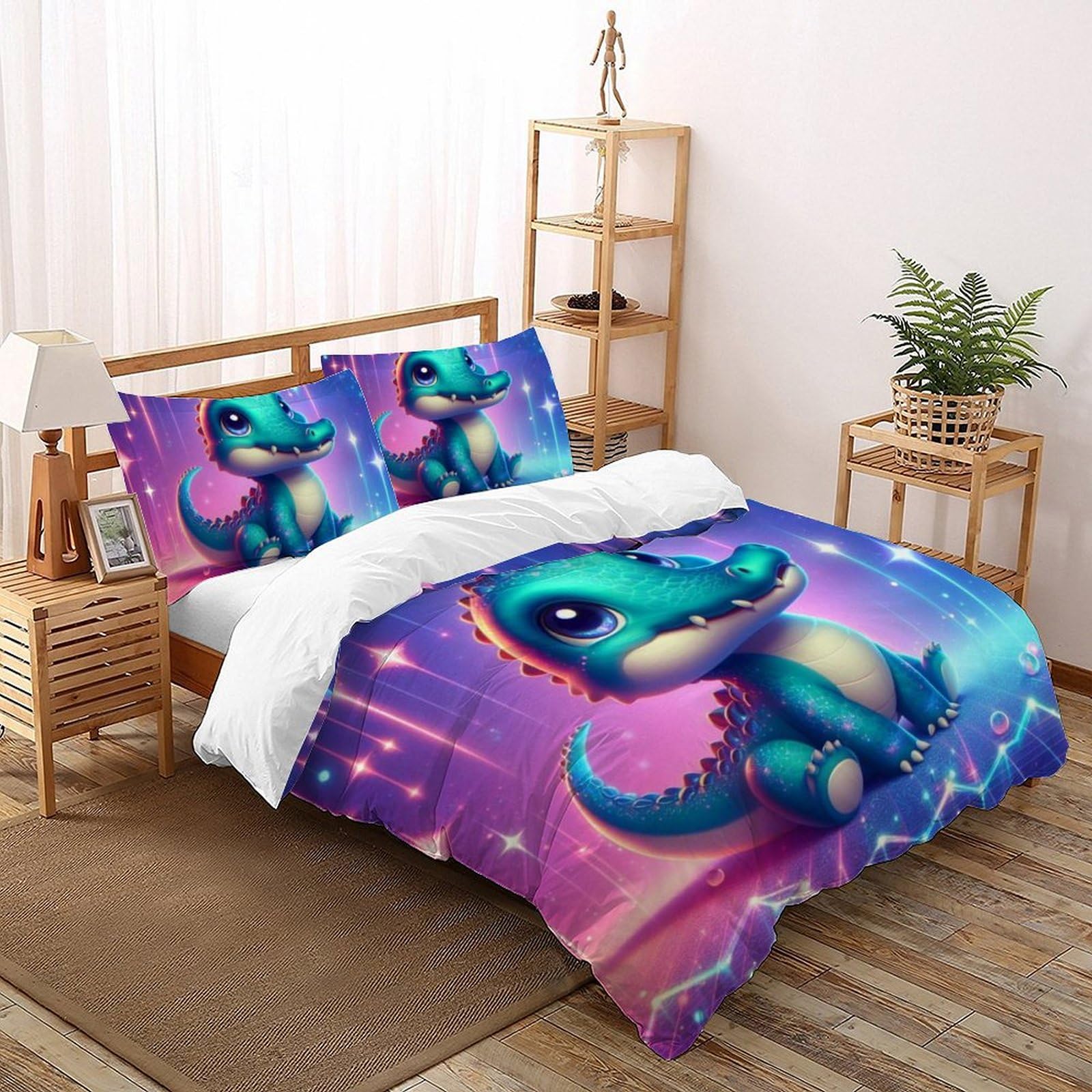 Housse de Couette Crocodile de Dessin Animé Microfibre Animaux Land 3D