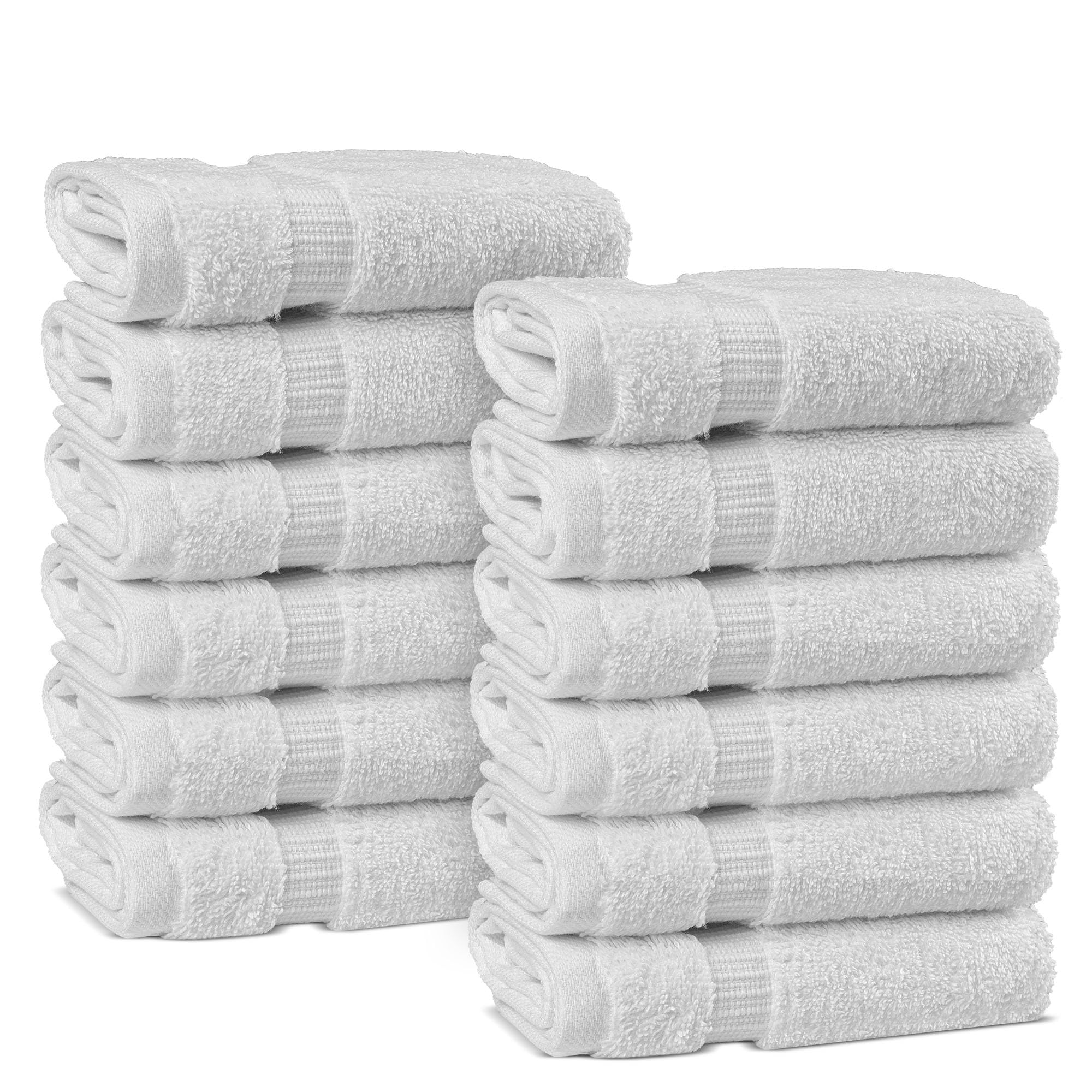 Chakir Turkish Linens Turkish Cotton Luxury Hotel & Spa Bath Towel, Wash Cloth - Set of 12, White