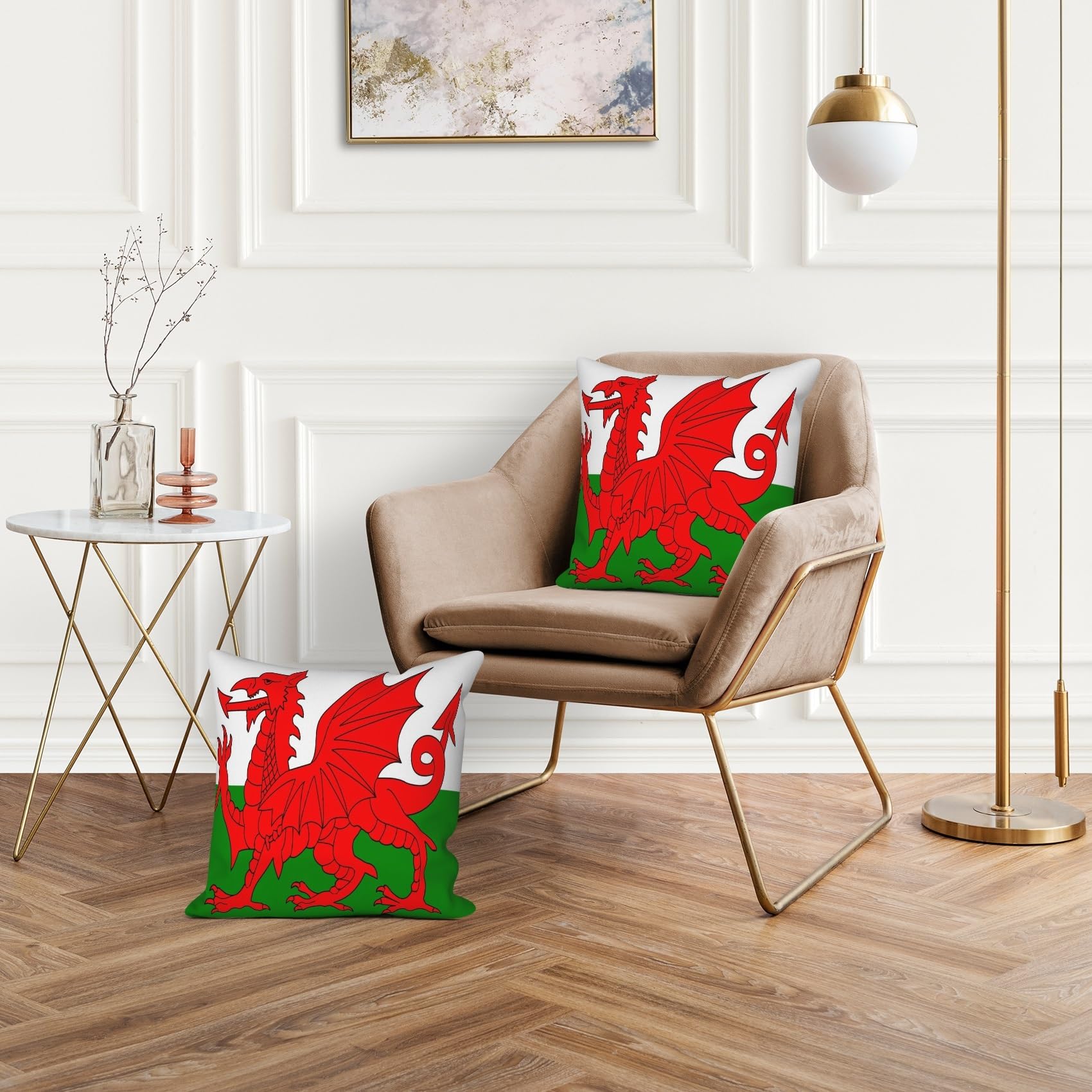 ggaimwf Welsh Flag Cushion Covers Flag Cushion Cases for Sofa Patriotic National Flag Pillow Covers Welsh Gifts Home Decorative Throw Pillowcase Invisible Zip Bedroom Living Room 45x45cm Set of 2 - Image 4