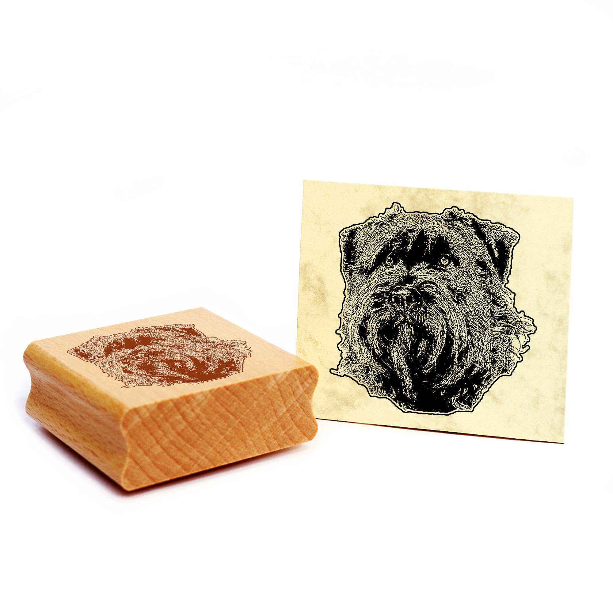 Dekolando Motif Stamp Bouvier Des Flandres Dog Wooden Stamp 47 x 48 mm