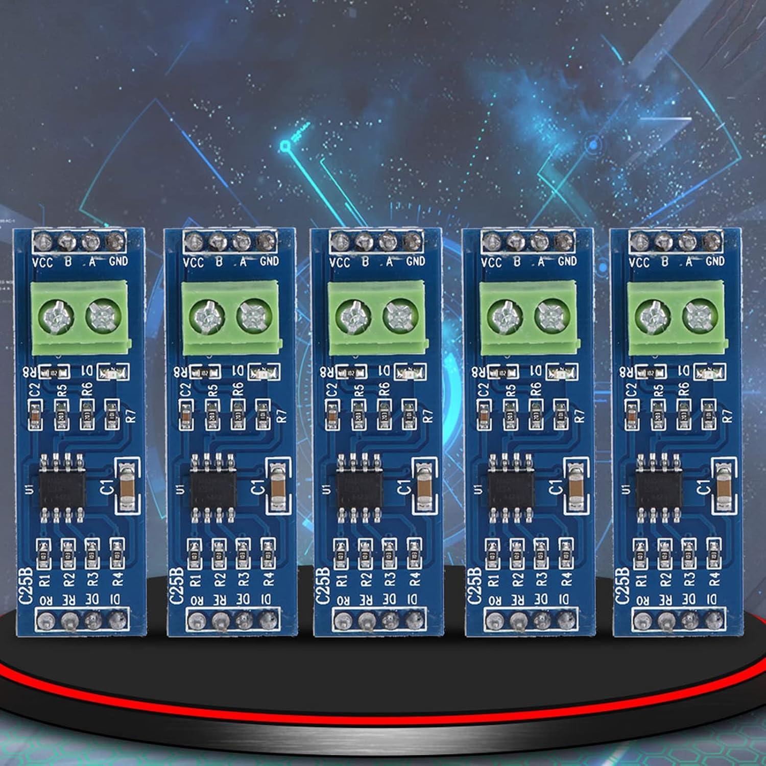 Garosa TTL to RS-485 Converter Module, MAX485 Chip, Half-Duplex, 5 Pack, 1.7x0.5 Inch, for Industrial Serial Communication