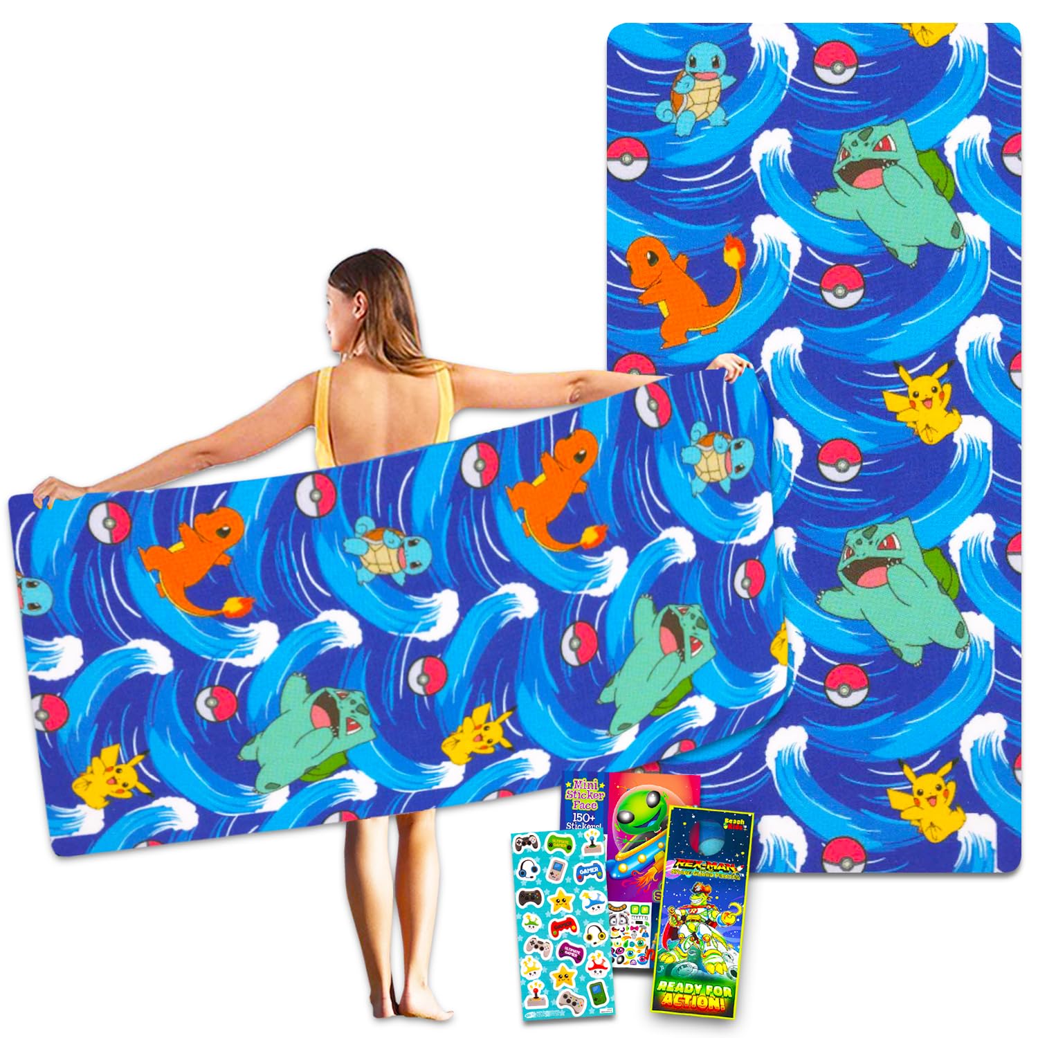 Among Us Beach Towel Bundle - 27x54 Inch Microfiber Towel With Stickers & Door Hanger For Kids - View #10