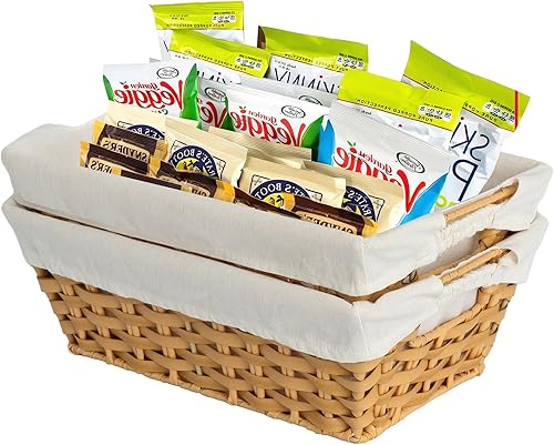 JS HOME Cestas de almacenamiento de mimbre con forros, cestas de almacenamiento a prueba de humedad con asas integradas tejidas a mano, cajas de