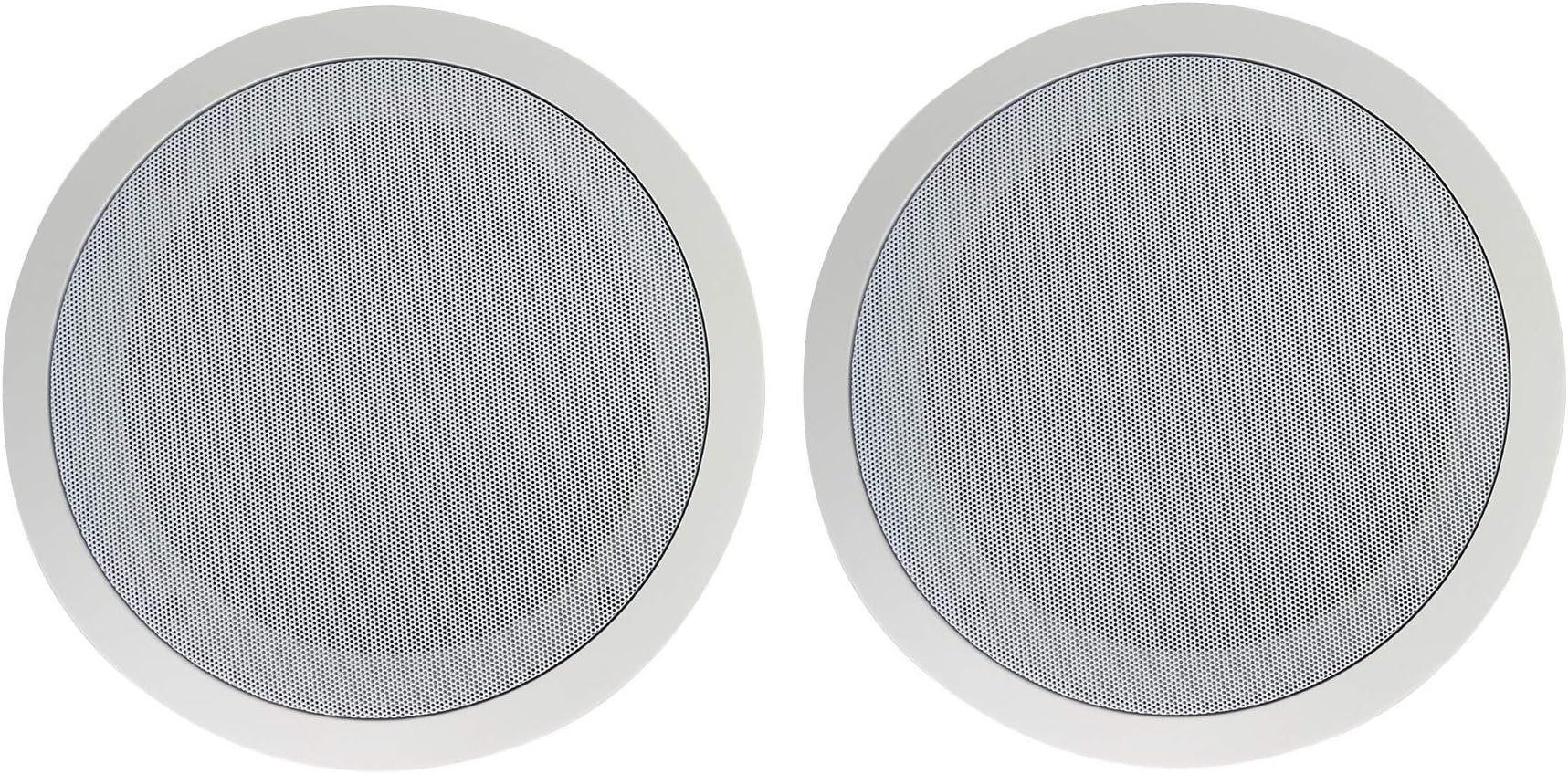 Rockville CC80T White Pair 8" 70V Commercial in-Ceiling Speakers, White, Aimable Tweeter, Paintable Grill, High-Fidelity Audio, for Restaurants and Bars