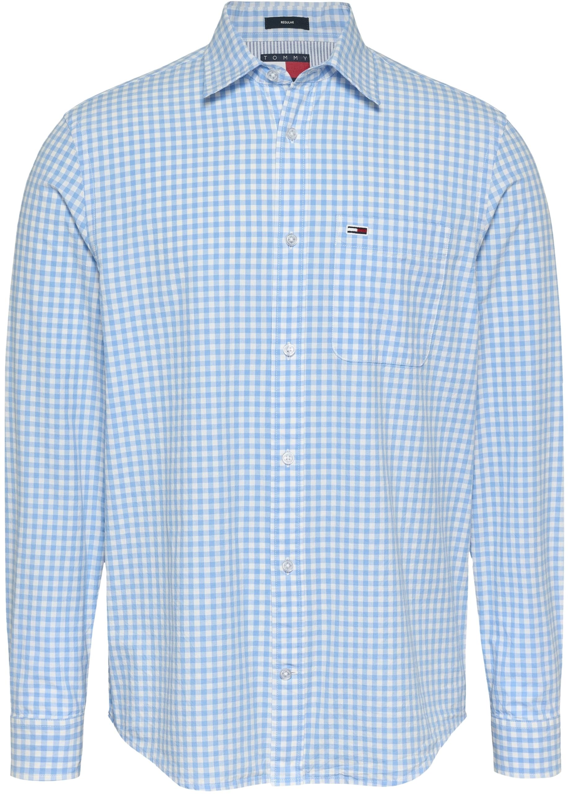 Tommy Jeans Camisa Hombre Poplin Check Manga Larga