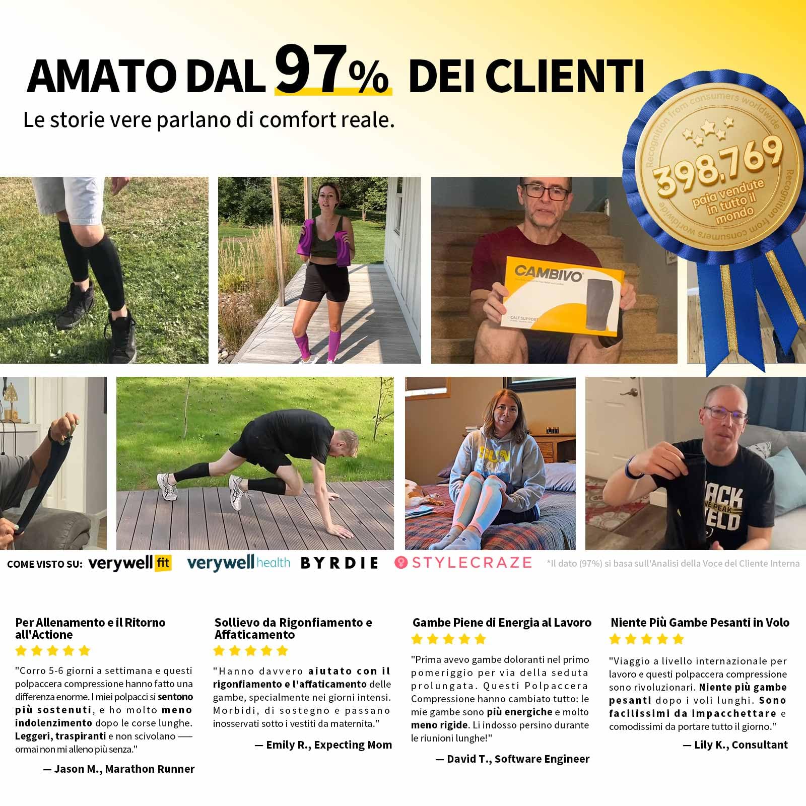 CAMBIVO 2 Paia Polpaccera Compressione Uomo Donna, Calze Compressione, Gambaletti Compressione, Fascia Elastiche Polpaccio, per Corsa, Fitness, Sport, Calcio, Ciclismo, Circolazione, Vene Varicose