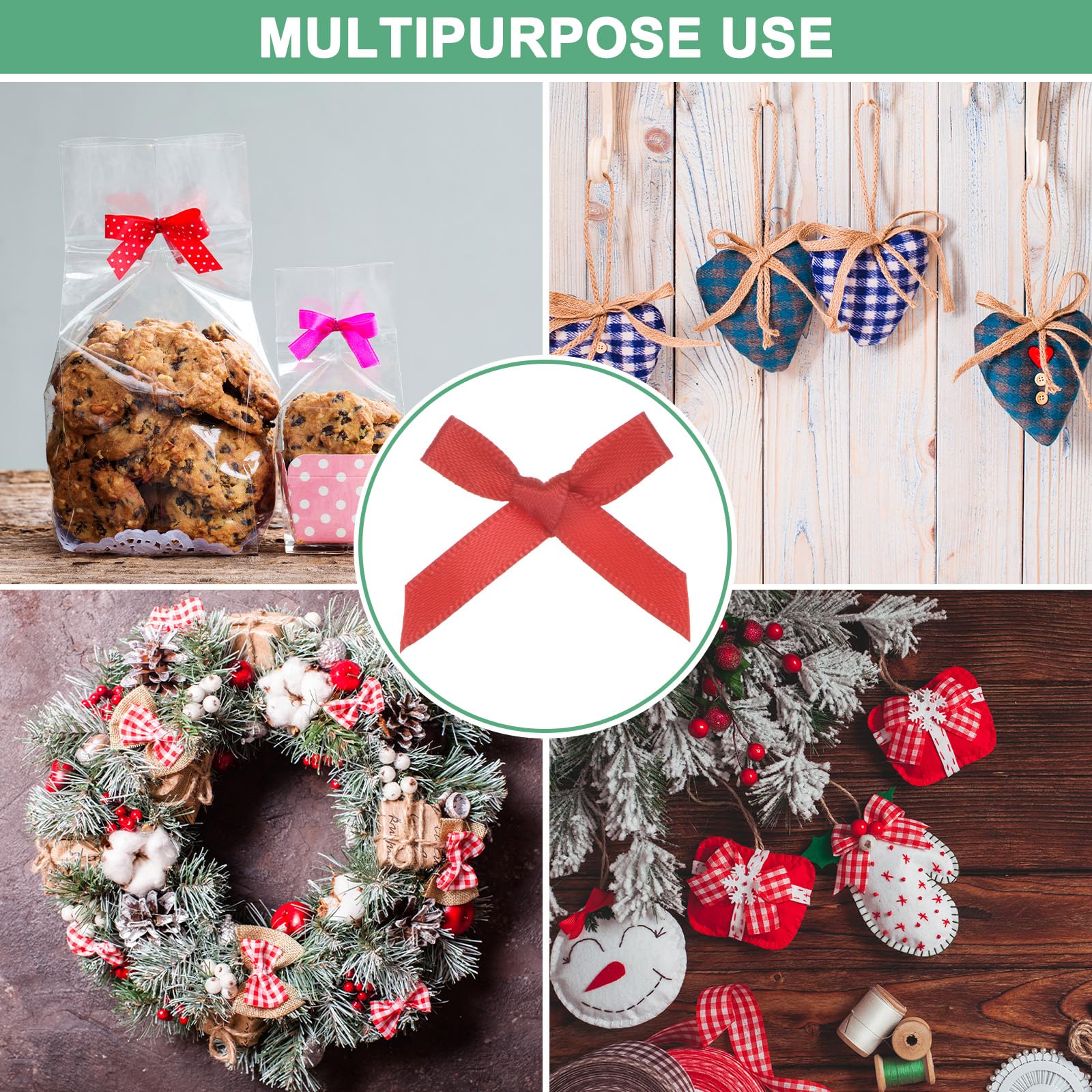 Sourcing Map 100pcs Mini Noeud En Ruban 2,5cm Noeud Rouge Noel Mini Tissu Satin Ruban Nœuds Pour Artisanat DIY Couture Mariage Anniversaire Fête Rouge