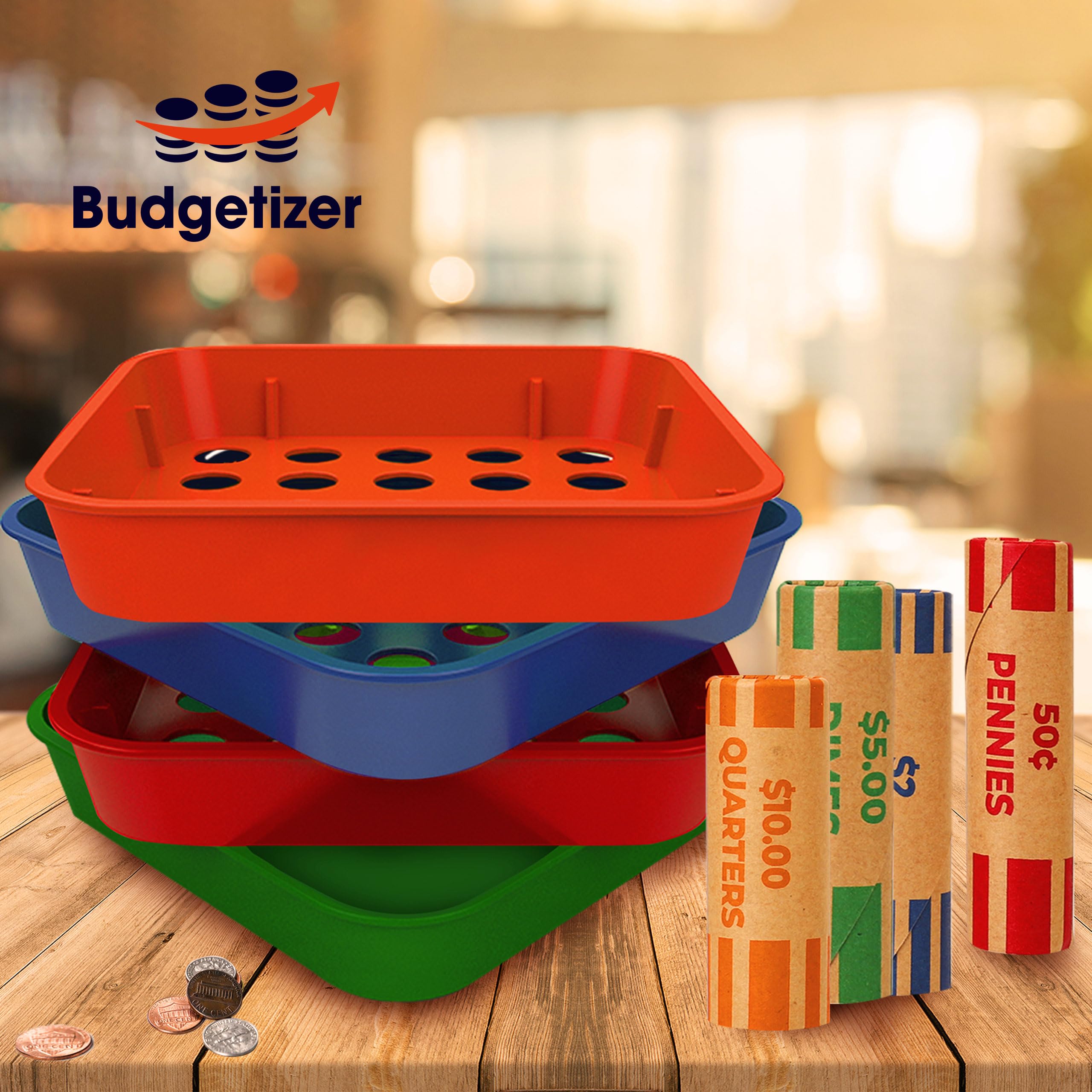 Snapklik.com : Coin Sorters Tray & Coin Counters 4 Color-Coded Coin ...
