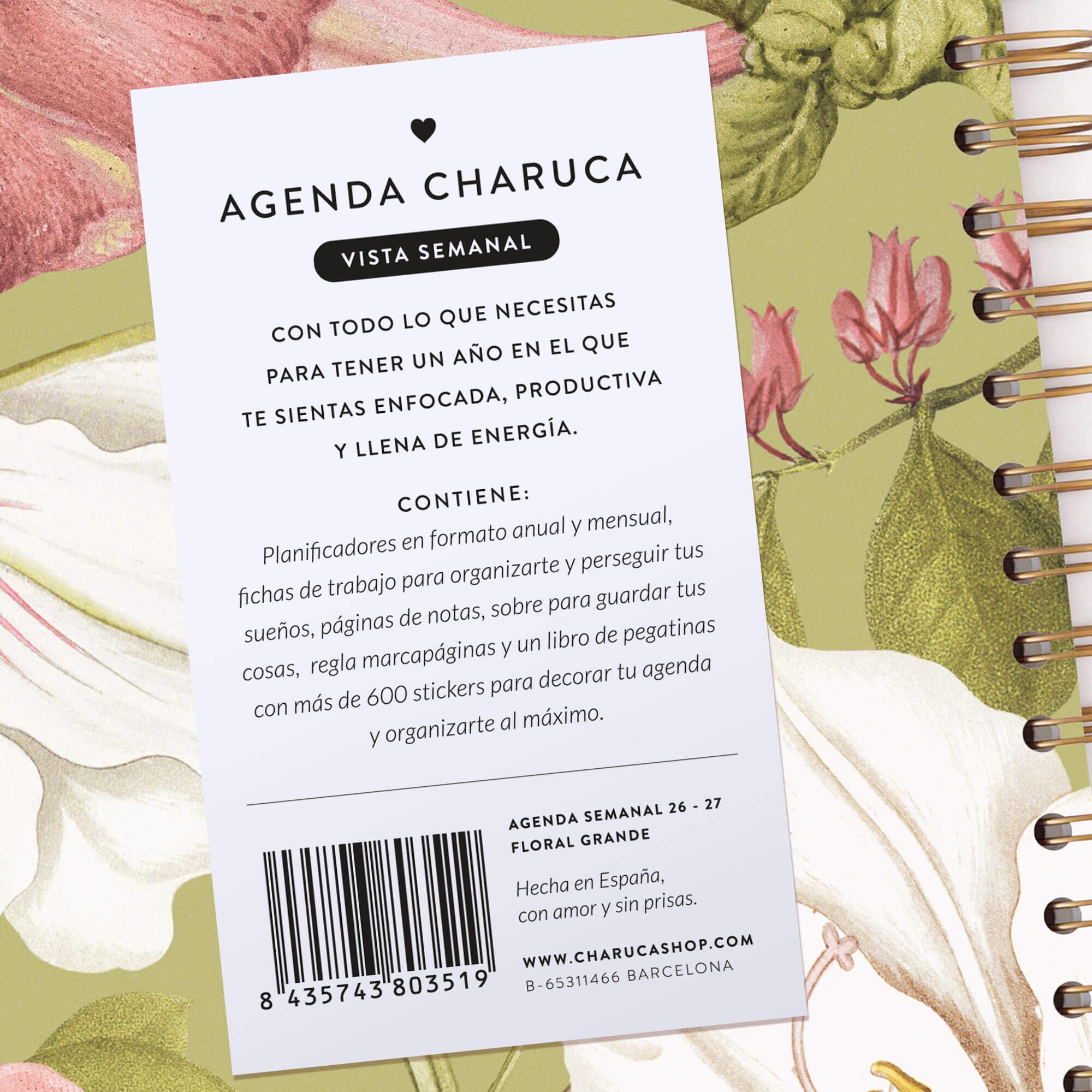Charuca Akademischer Terminkalender 2026-2027 WÖCHENTLICHE ANSICHT – Hardcover mit Golddetails, Großes Format – Inklusive schützender Stofftasche und Lesezeichen (EDÉN)