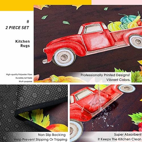 Miniatura 6 de 2 alfombras de cocina de otoño para el suelo, tapete de respaldo antideslizante, decoración de otoño, juegos de alfombras de cocina antifatiga con