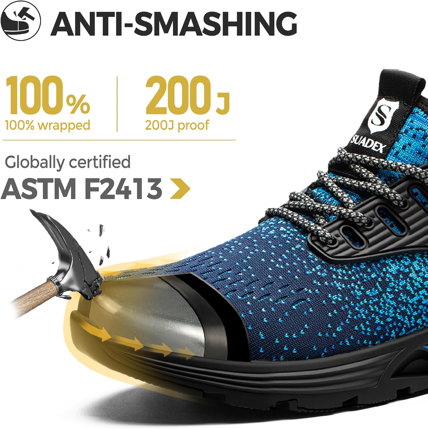 SUADEX Steel Toe Sneakers for Men Women Indestructible Work Safety Shoes Lightweight Comfortable Slip Resistant Composite Toe - Image 4