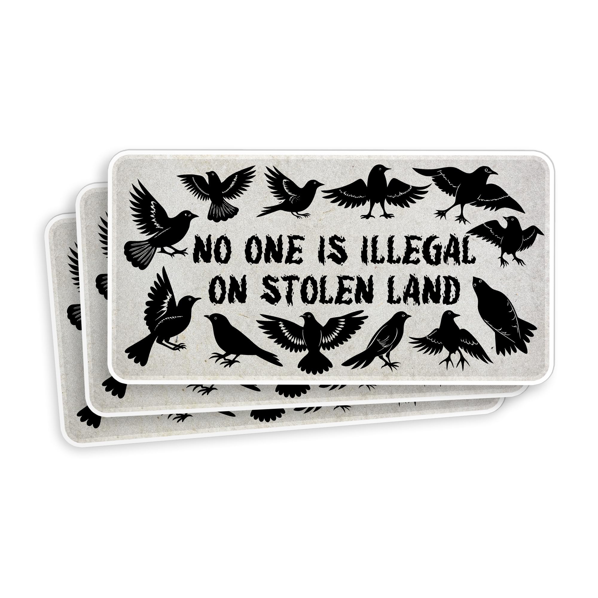 (3Pcs) No One is Illegal On Stolen Land Sticker 3" Indigenous Immigrant Rights Native Land Back Waterproof Die-Cut Vinyl Sticker for Laptop Water