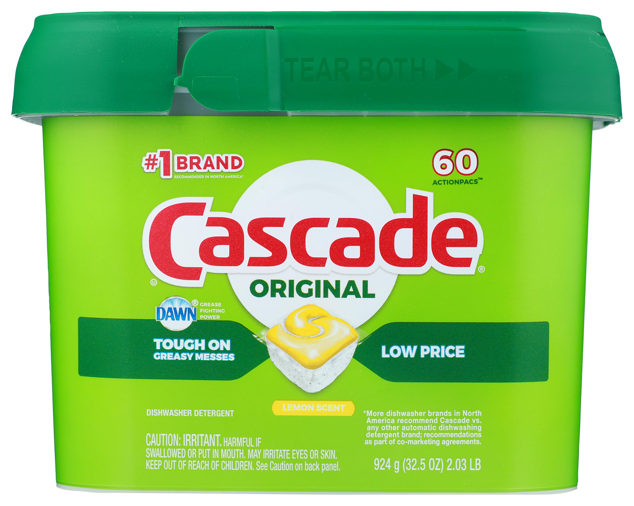 Cascade Complete Actionpacs Dishwasher Detergent, Lemon Scent, 60 Count