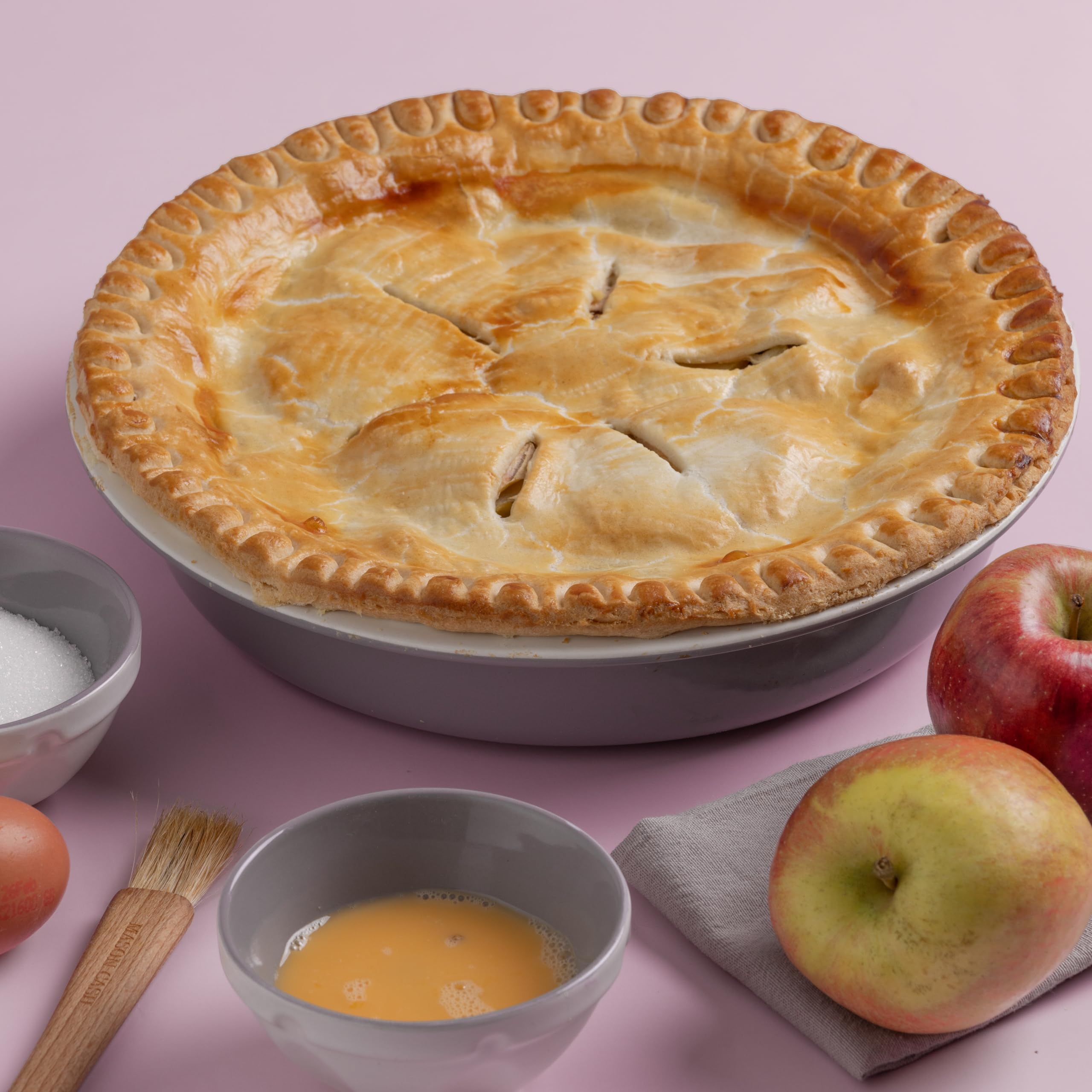 Mason Cash Plat à tarte innovant de 29 cm | Grès gris et crème avec bord d'ancrage à pâtisserie et base ondulée | Répartition homogène de la chaleur, démoulage facile de la pâtisserie, passe au four