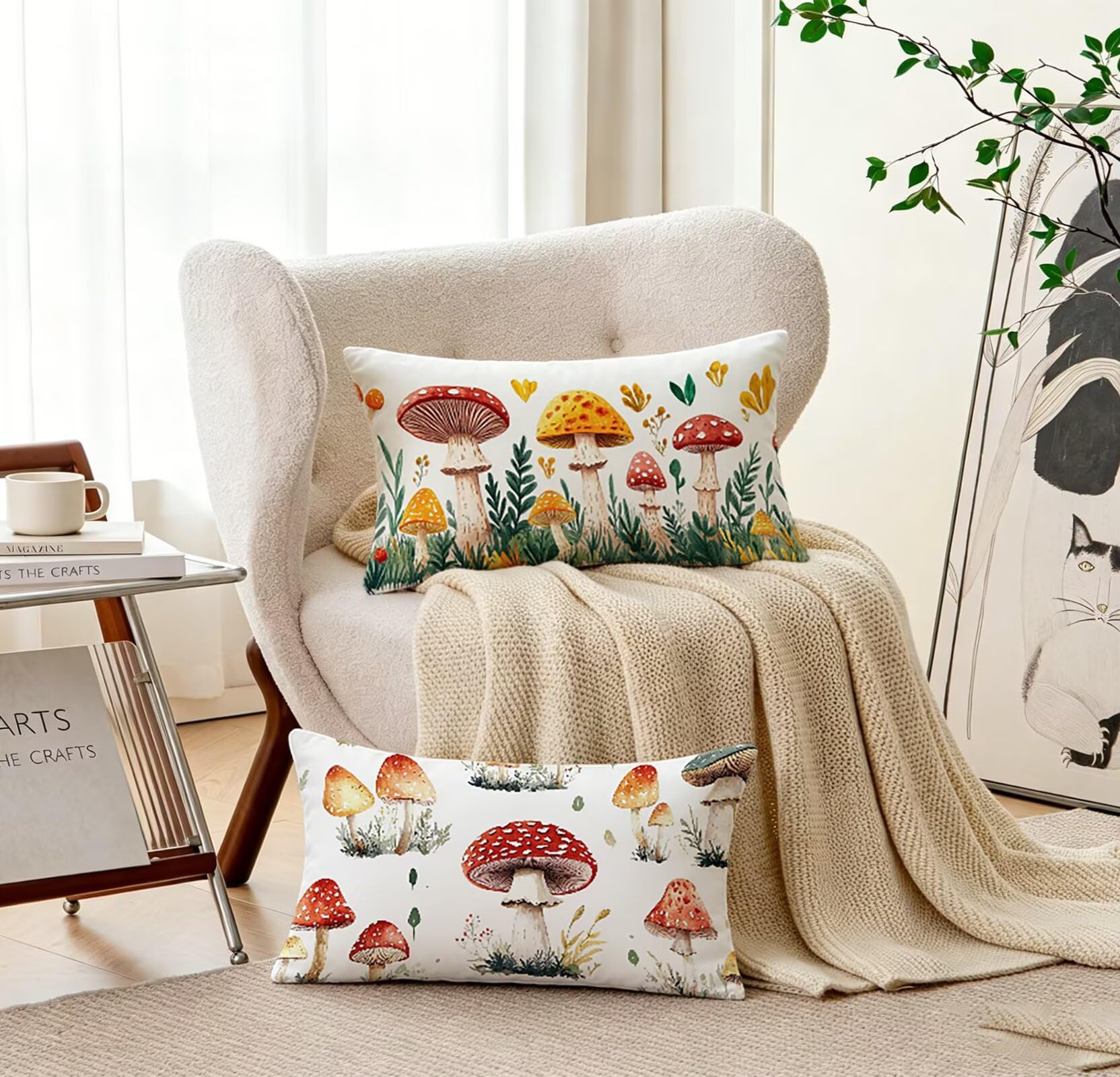 Farbe Kissenbezug 70x90 Pilz Kopfkissenbezug 2er Set,Wohnaccessoires & Deko,Weich und Atmungsaktiv Samt Stoff mit Verstecktem Reißverschluss für Bett Sofa Kissen Dekokissen-86179