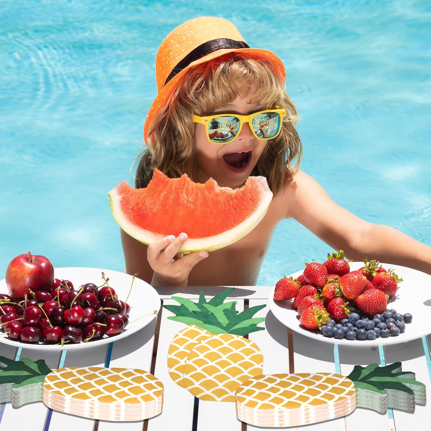 50 Pcs Pineapple Napkins 3.9 X 6.5 Inch Summer Party Napkin Disposable 2 Ply Pineapple Pattern Napkins for Summer