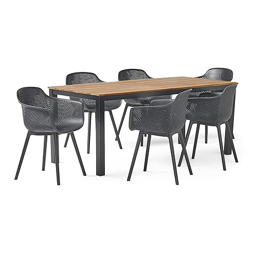 Christopher Knight Home Palmilla Outdoor Dining Sets, Black + Teak