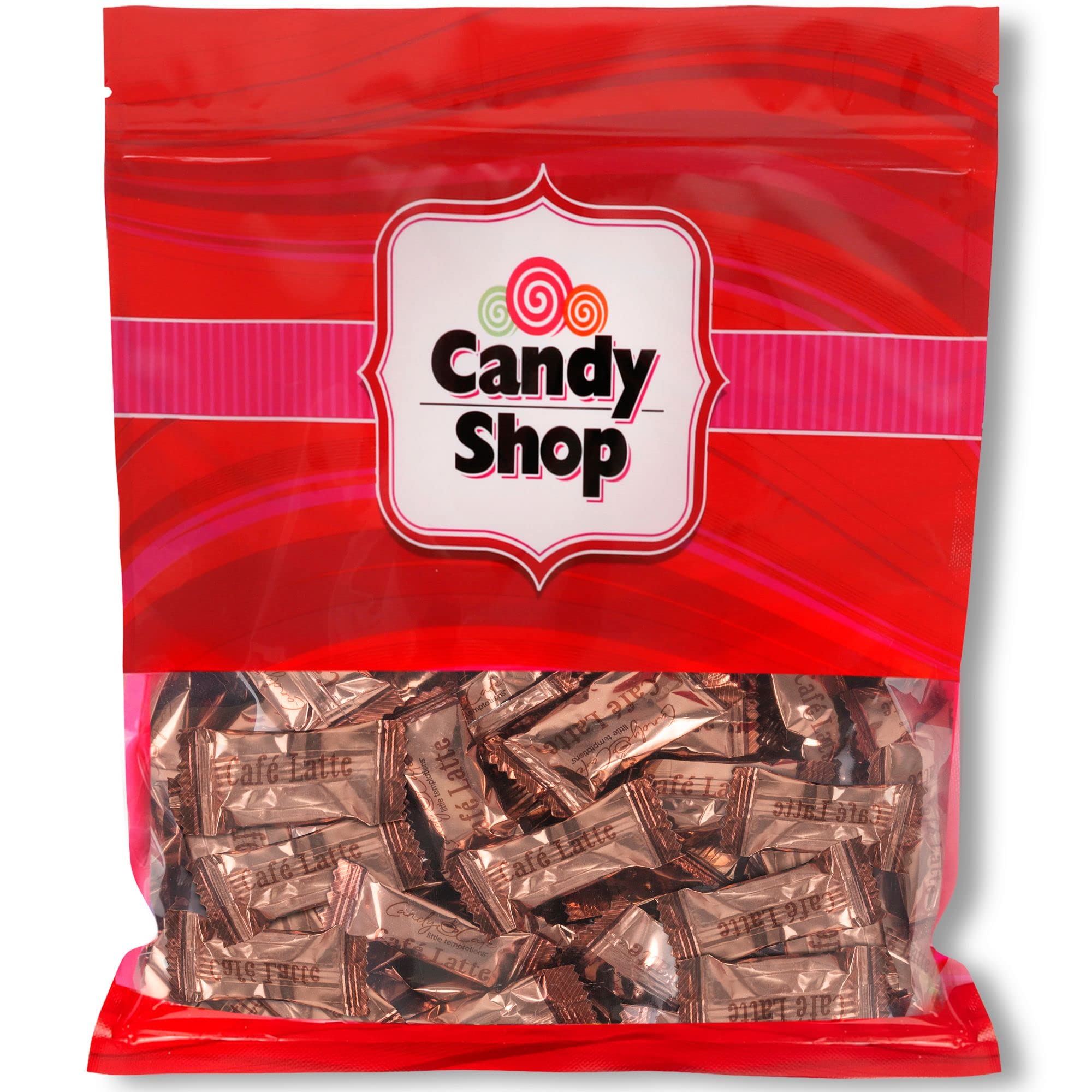 Candy Shop Coffee Candy, Cafe Latte Candy, Rich and Creamy Gourmet Hard Candy, Authentic Brazilian Coffee Flavor, Individually Wrapped, Resealable Bag (Cafe Latte, 2 Lb)