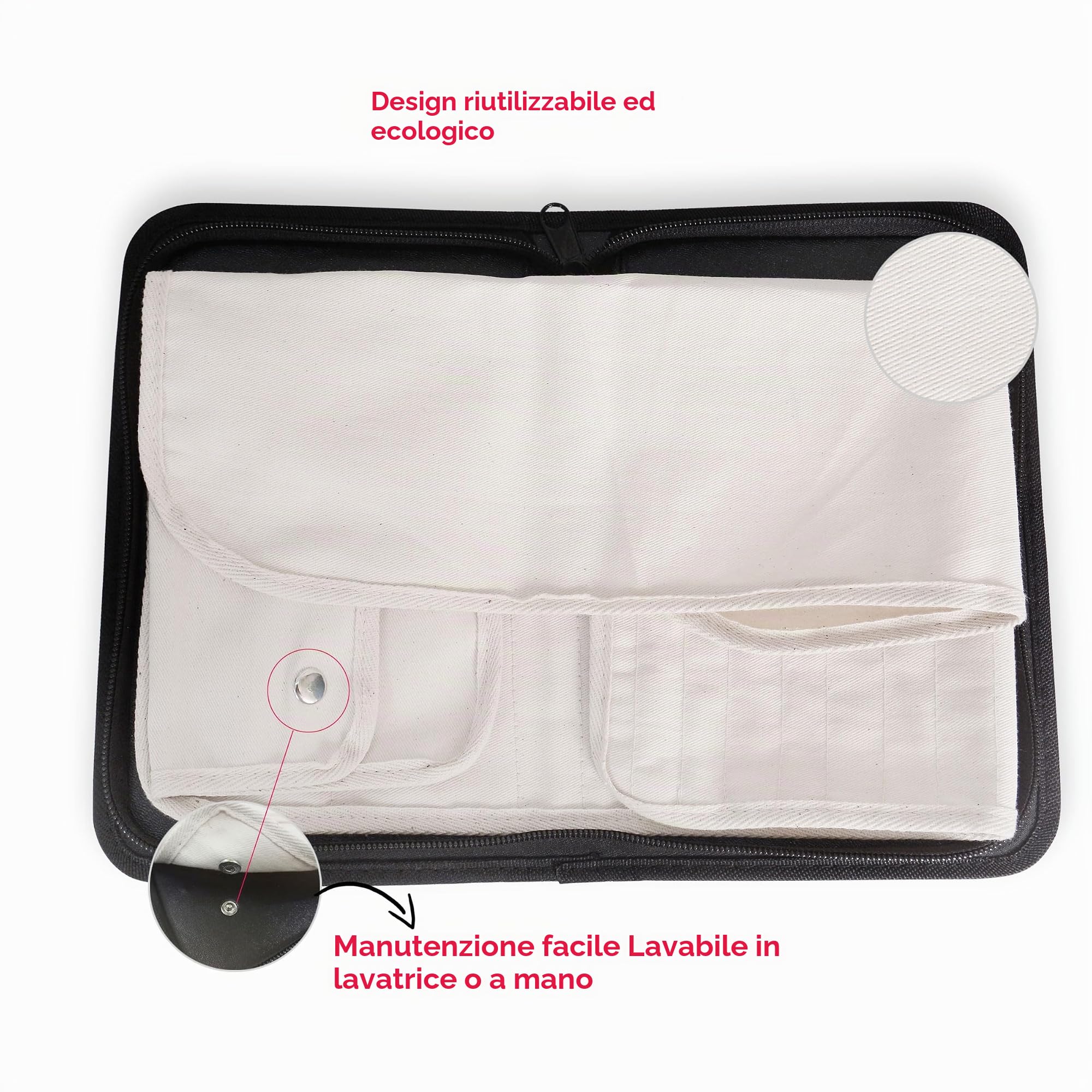 Custodia per la podologia, manicure e pedicure, strumenti cosmetici vuoti: 36 x 23 cm, Nero, In eco