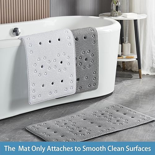 Miniatura 6 de Alfombrilla antideslizante para bañera espuma de seguridad suave para bañera adecuada para ancianos y niños, extra grande de 17 x 36 pulgadas con