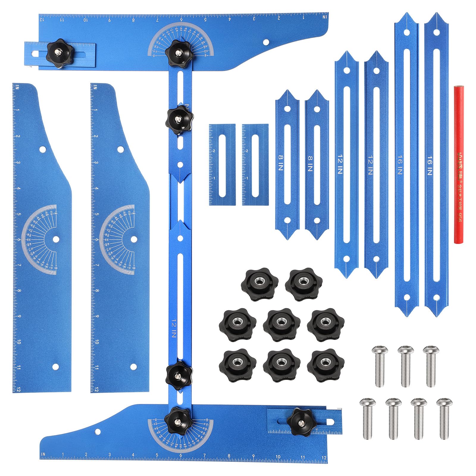 HARFINGTON Stair Tread Template Tool 8 Adjustable Length Stair Measuring Tool Jig Gauge for Stair Treads Suitable for Stairs, Risers and Partition,