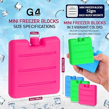 Freezer Blocks Ice Brick Pack Block Blocks Freezer Cooler Bag Box Travel Picnic