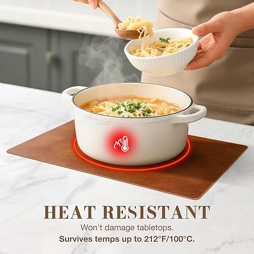 Miniatura 5 de Roxifina Juego de 6 manteles individuales de cuero sintético, manteles individuales de vinilo, lavables, impermeables, a prueba de aceite, de