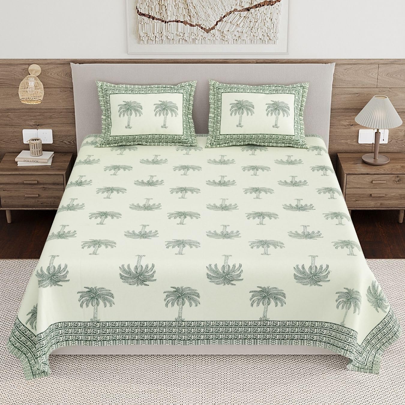Living Roots Pure Cotton Bedsheets - Grey Paisley -26