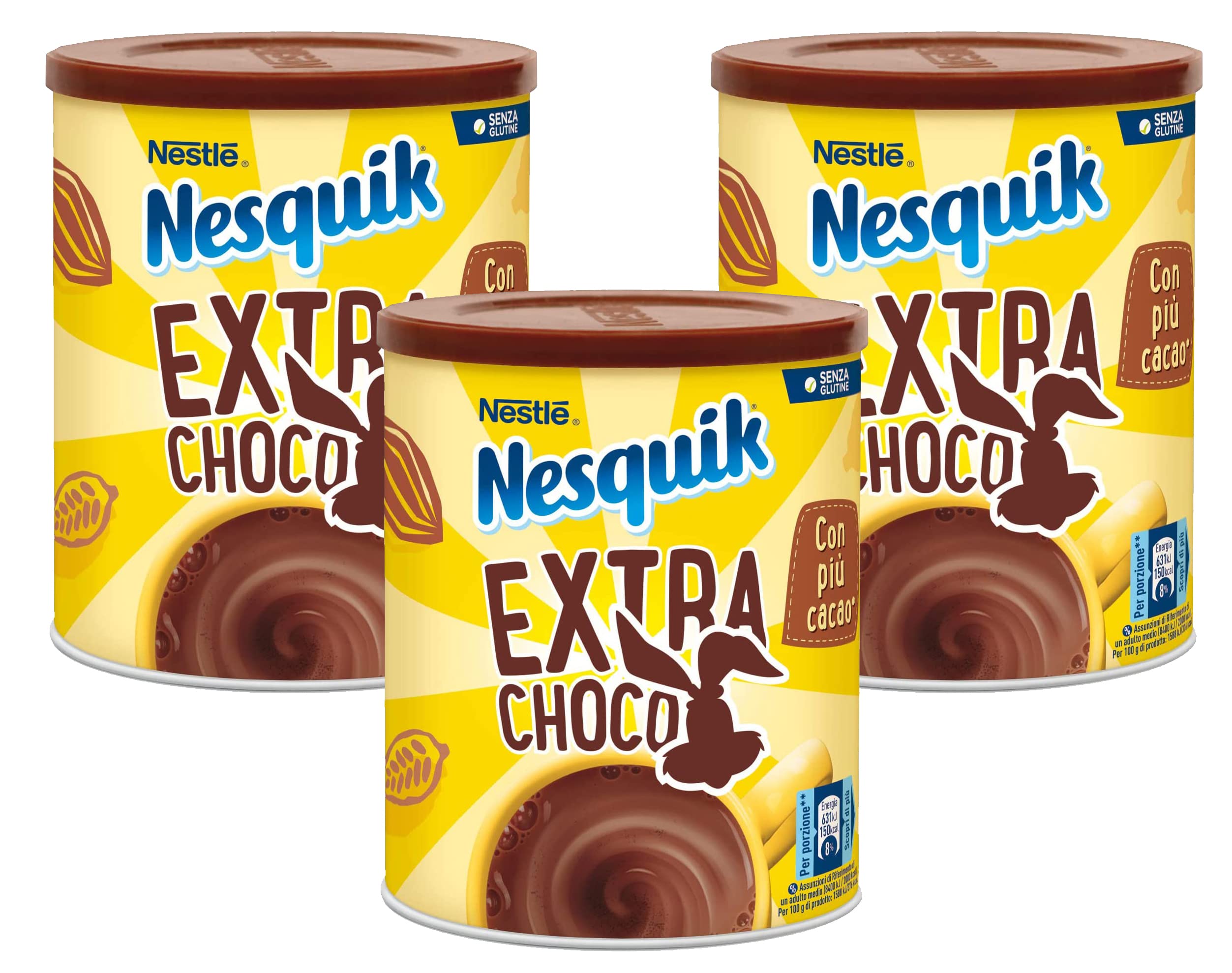 3X Nesquik Extra Choco Novita, Polvere Solubile al Cacao Magro 309 g [3 Barattoli]