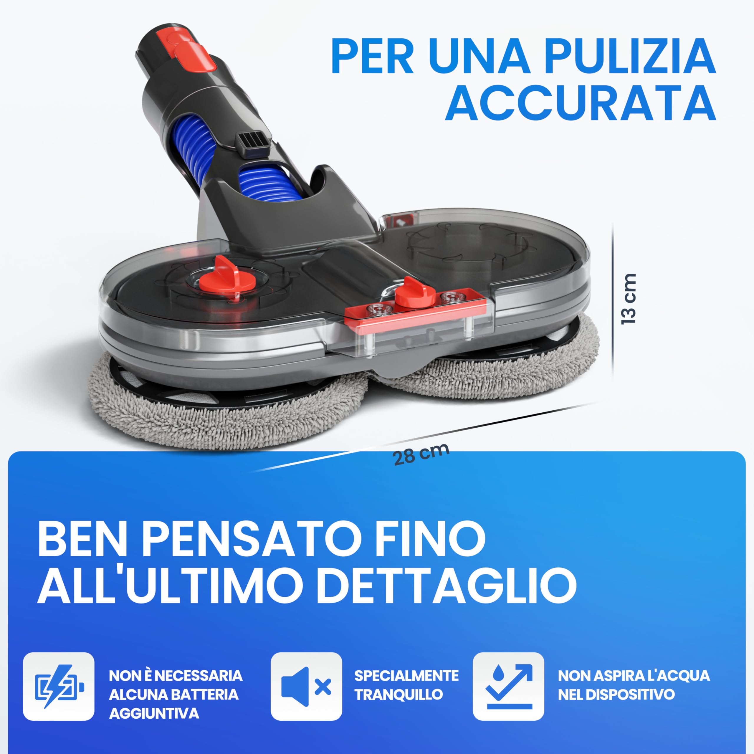 Dripl Testa di Mocio Elettrico per Dyson V7/V8/V10/V11/V15/Gen5 Aspirapolvere con serbatoio d'acqua removibile, 6 spazzole lavapavimenti e contenitore di riempimento (V12)