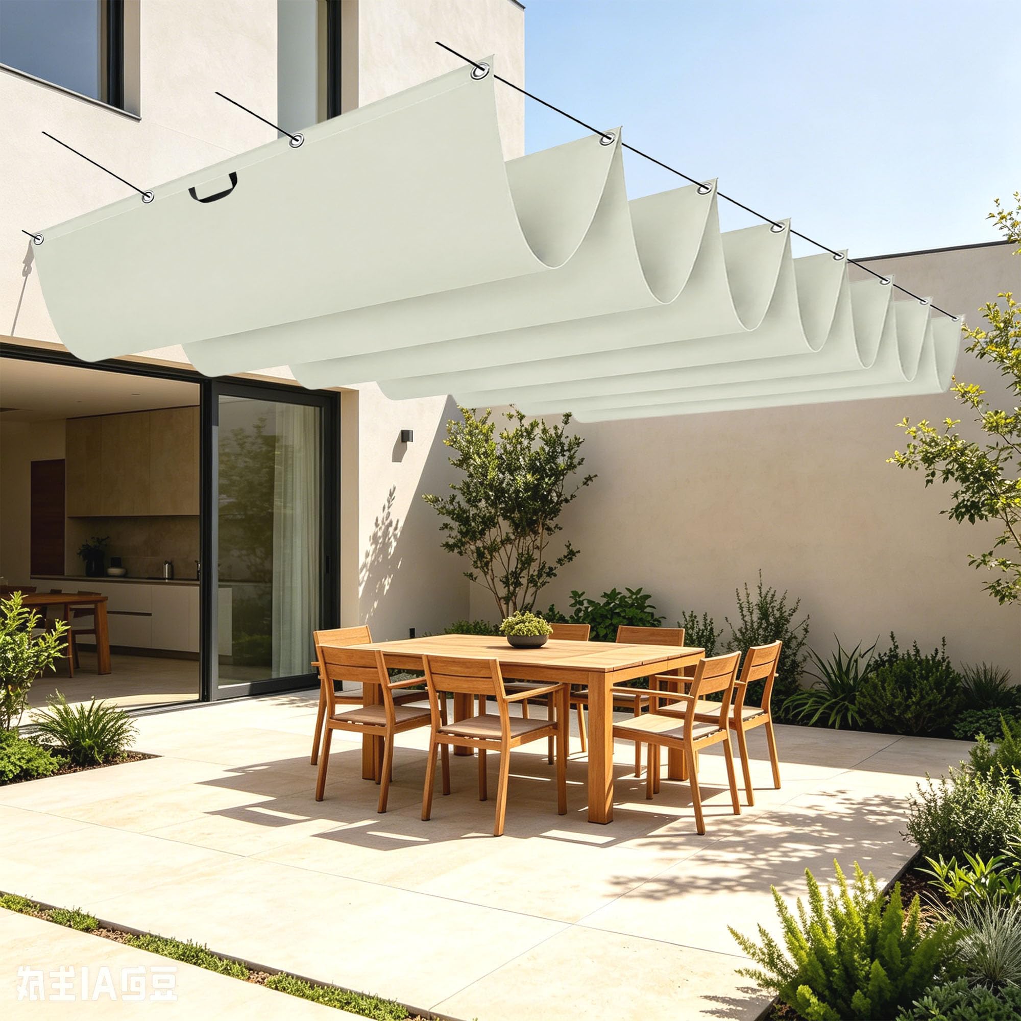 Voiles d'ombrage rétractable 750 x 400 cm imperméable blanc cassé