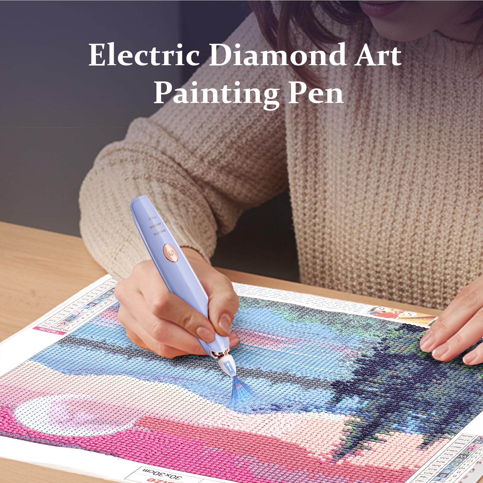 PP OPOUNT Stylo Électrique Peinture Diamant 3 Pointes - Aspiration Puissante, 3 Niveaux, Outil Précis Pour Art Diamond Painting