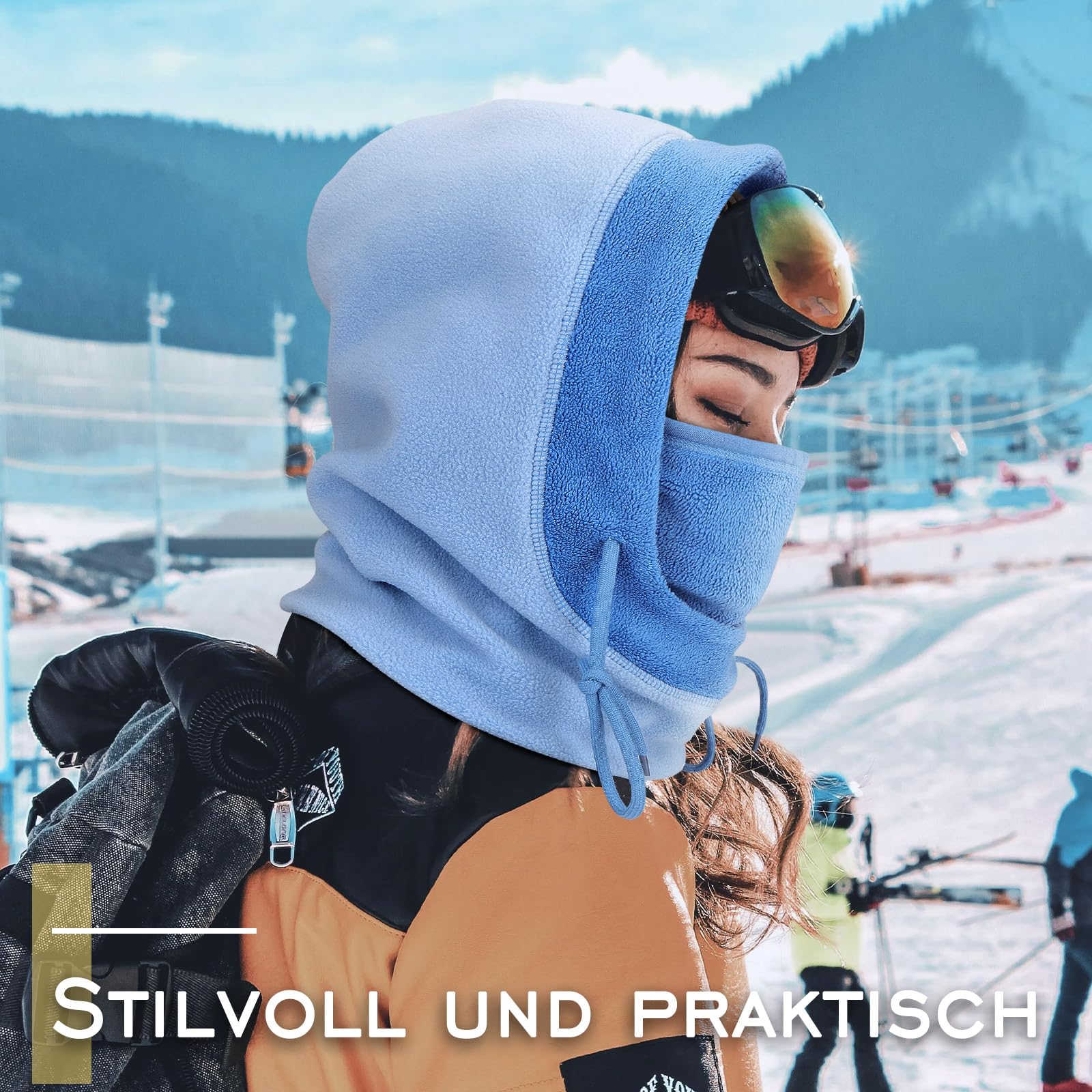 GXCROR Warme Fleece Sturmhaube Winddichte Skimaske Gesichtshaube Balaclava Motorrad Sturmhaube Winter Unisex